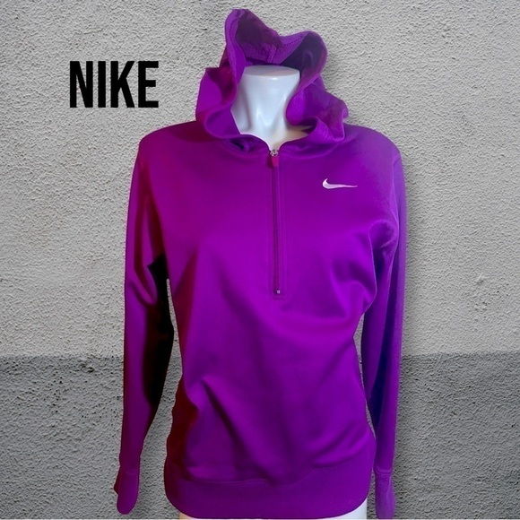 Nike Purple Fuschia Track Running 1/2 Zip Polyester Hoodie Size Small - Picture 1 of 5